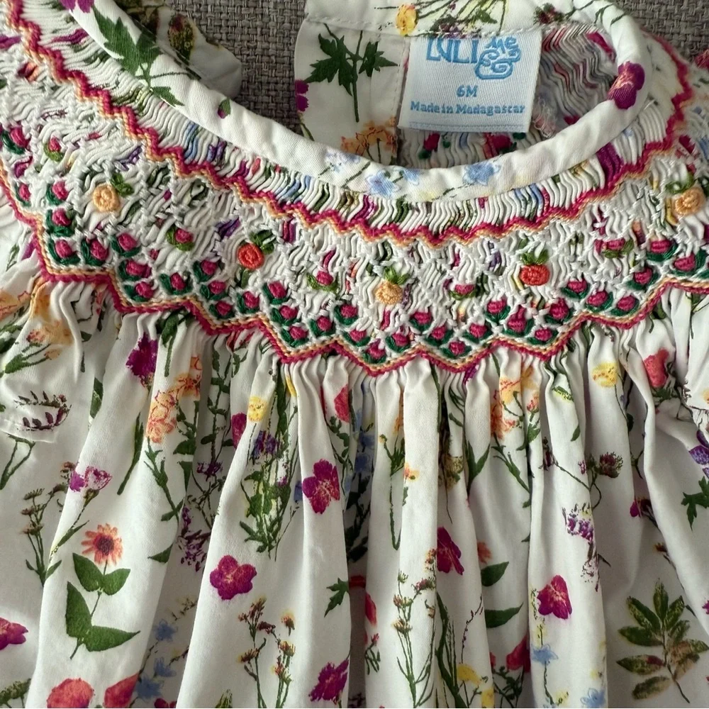 Luli & Me Baby Floral Smocked Blubble